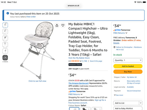 Babiie highchair in - my,